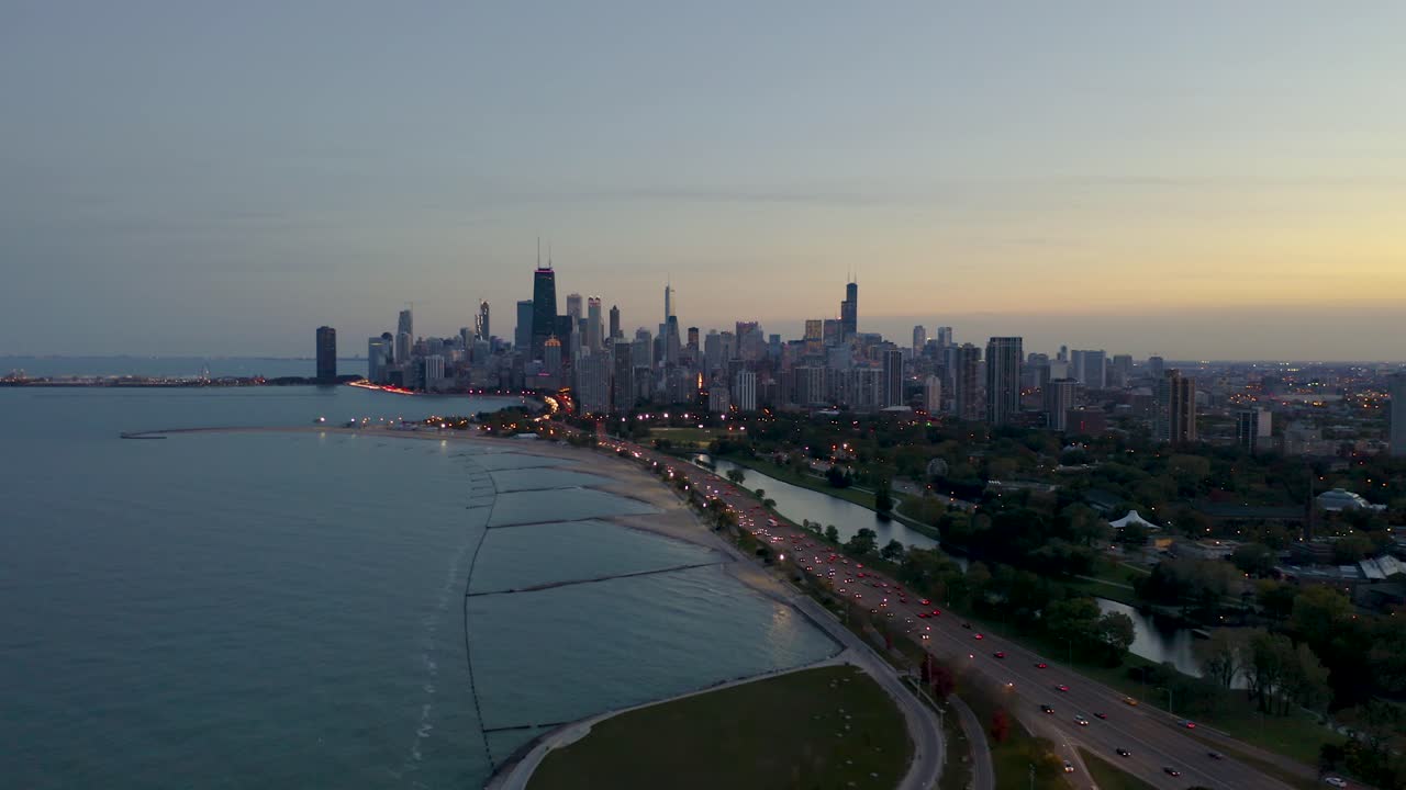 October aerial drone footage Chicago, Illinois
