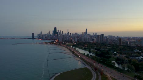 Oktober-Luftdrohnenaufnahmen-Chicago,-Illinois