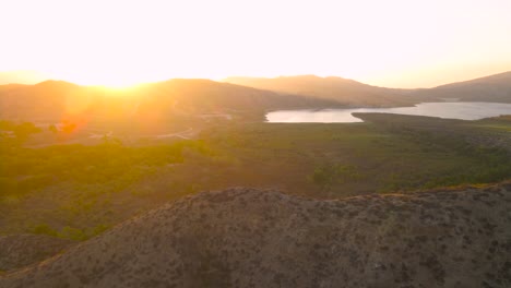 Aerial-view-of-vail-lake-at-sunset