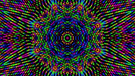 fondo abstracto colorido con diseño circular en el centro. caleidoscopio vj bucle