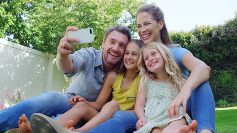 happy family taking selfie