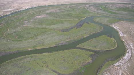 Vista-Aérea-De-La-Región-Del-Delta-Del-Río-Colorado-En-México