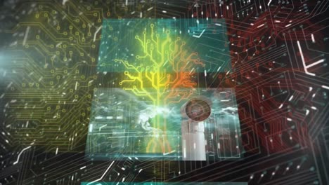 animación del árbol y la red de conexiones a través de un circuito integrado