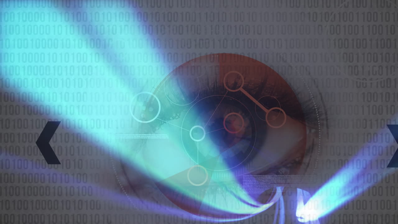 animación de líneas violetas sobre el ojo de la hembra