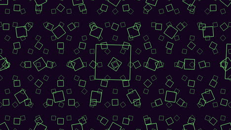 abstract green squares and rectangles in overlapping pattern on black