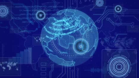 Animation-of-globe-and-data-processing-on-interface