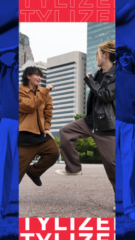 joyful and stylish young people in urban and studio settings