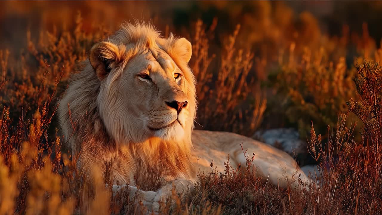 Majestic Lion Gazing Amidst Golden Grasslands: Capturing the Grace and Power of One of Nature's Most Iconic Creatures in Stunning Detail