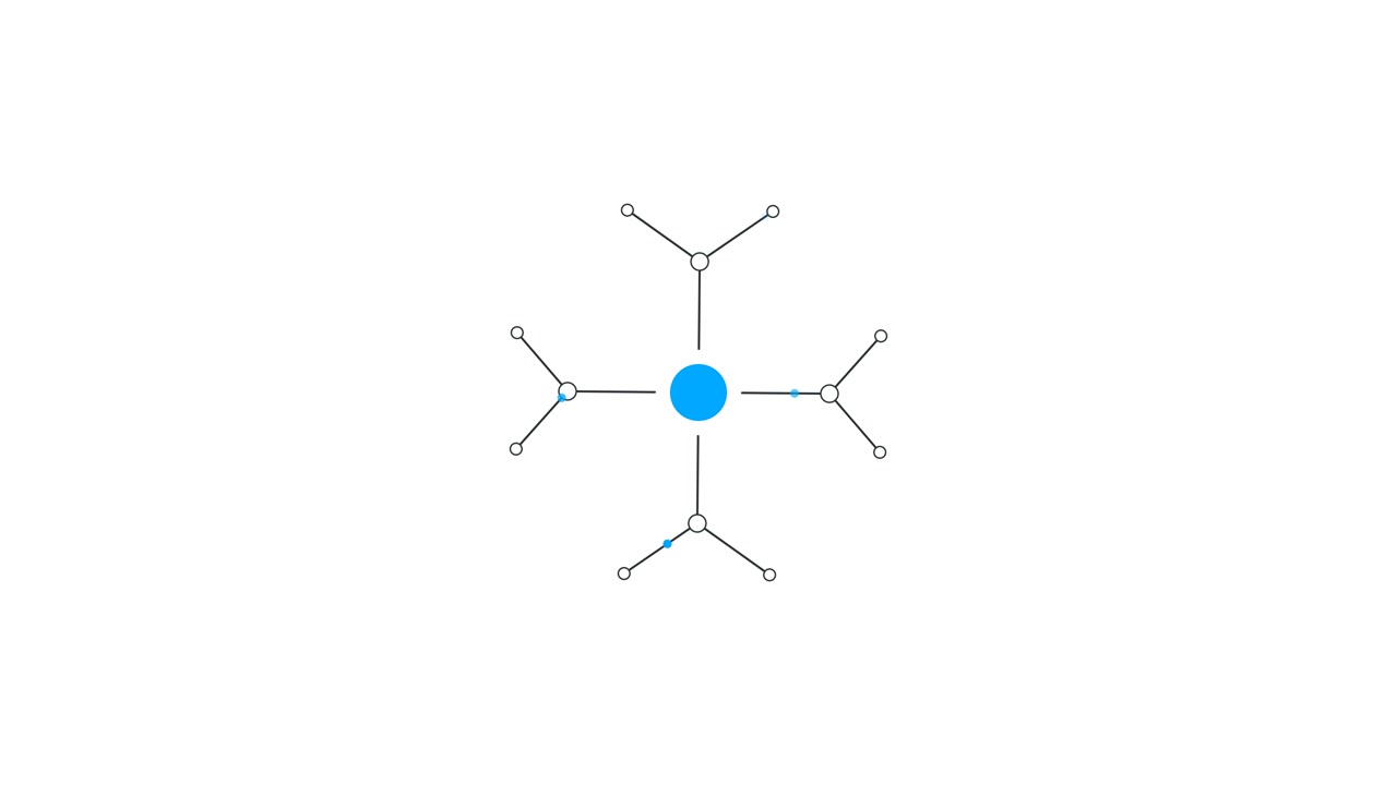 Abstract Motion Graphic of Rotating Blue Dot and Connected Nodes