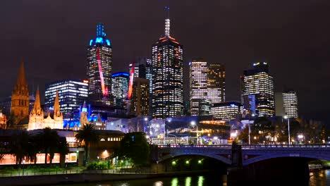 Melbourne-Cbd-Horizonte-Noche-Timelapse