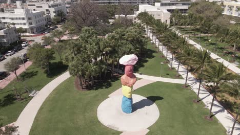 orbiting aerial of collins park art installation called miami mountain