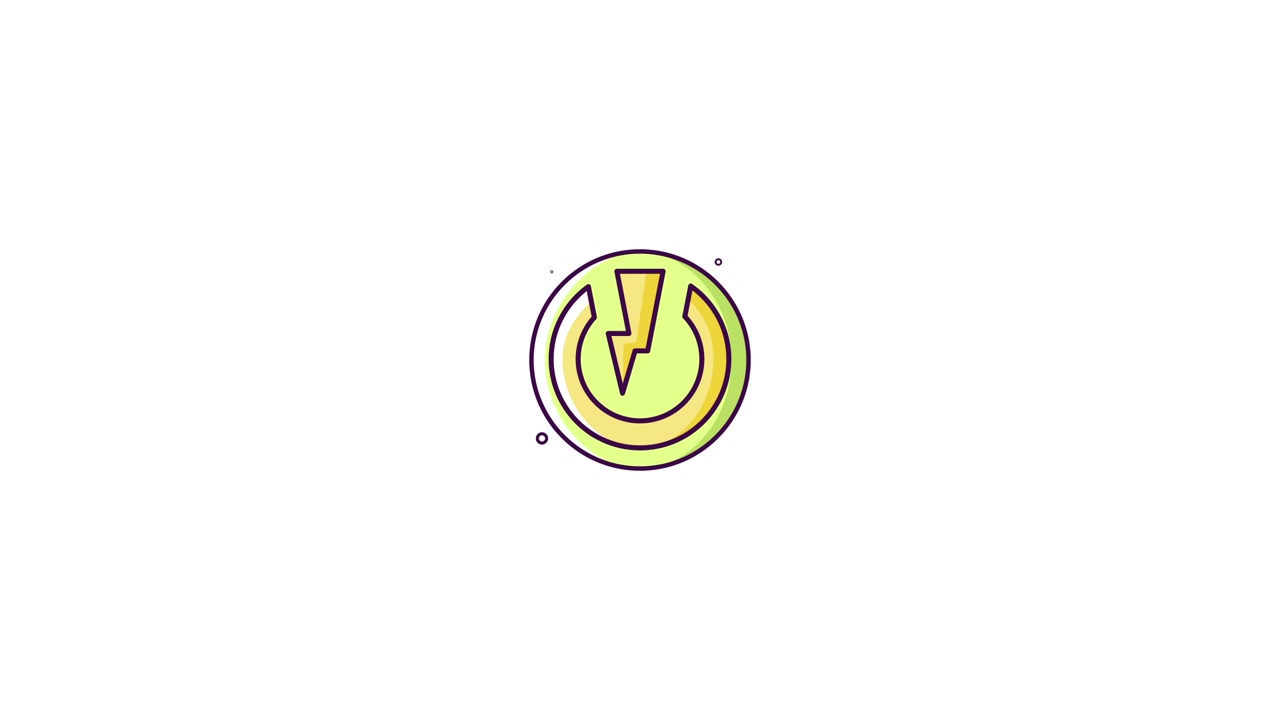 Animated Power Button Icon with Lightning Bolt Symbol