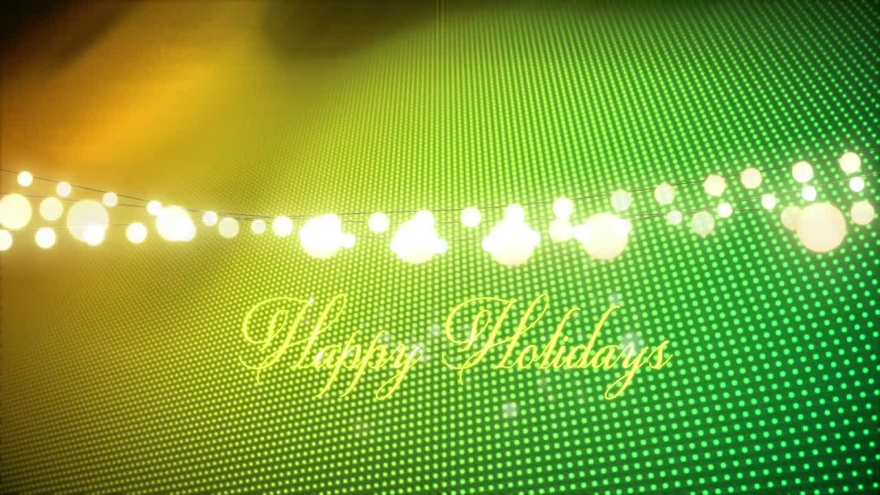 녹색 배경 위에 행복한 휴일 텍스트의 애니메이션