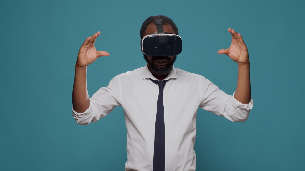 vr 헤드 ⁇ 을 착용한 남자