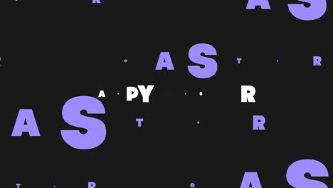 vibrante zigzag feliz texto de pascua fuentes púrpuras y azules en fondo negro en negrita