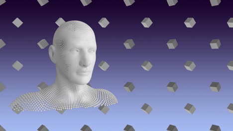 busto humano en movimiento con formas geométricas en 3d