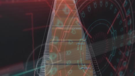 Animación-Del-Procesamiento-De-Datos-Sobre-Cajas-De-Cartón-En-Una-Cinta-Transportadora