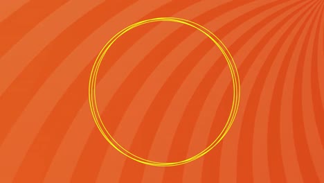 Digital-animation-of-abstract-colorful-shapes-over-against-moving-radial-rays-on-orange-background