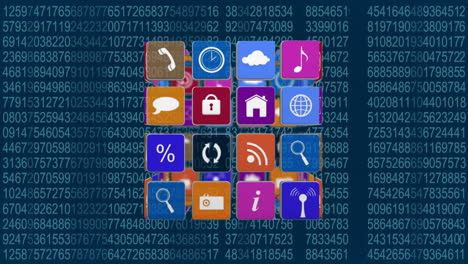 animación de iconos de internet para las redes sociales en cubo y números