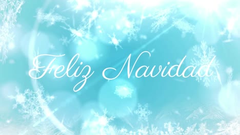 Animation-of-felix-navidad-christmas-greetings-over-snow-on-blue-background