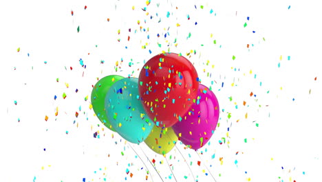 globos de colores y confeti cayendo, celebrando la animación