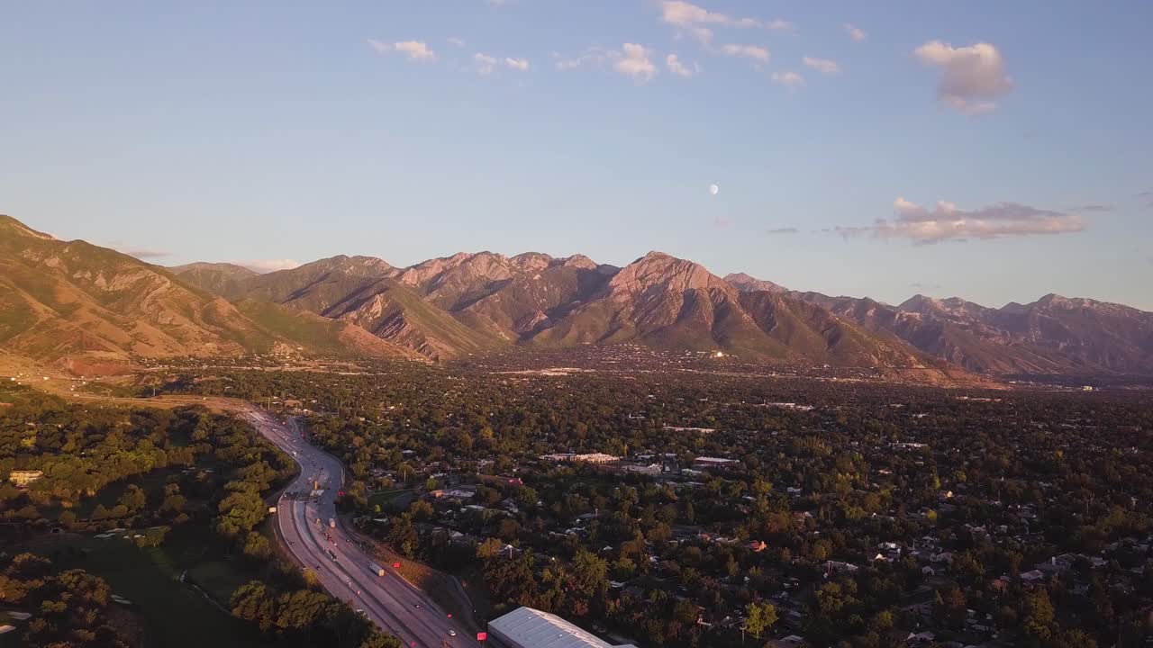 4K Drone Timelapse over the top of Utah Suburbs and Highway
