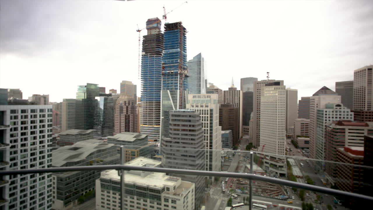 Cityscape with skyscrapers and urban architecture