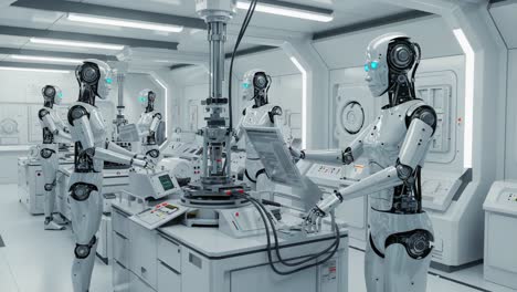 advanced manufacturing facility: robots collaborate in a high-tech environment for enhanced productivity and efficiency in automated processes