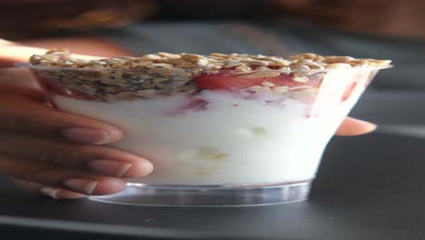 yogurt parfait with granola and strawberries