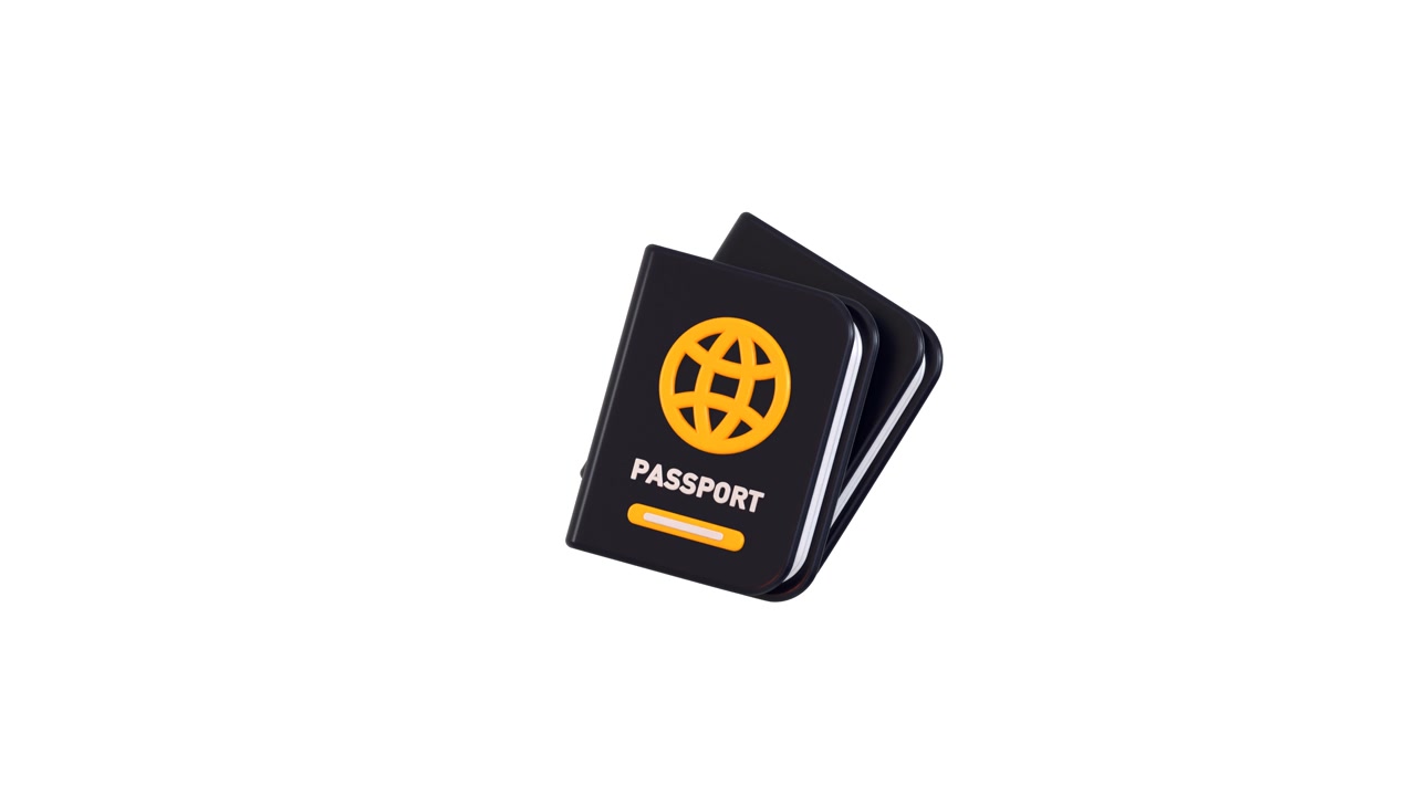 3D Animated Passport Icon Floating on White Background