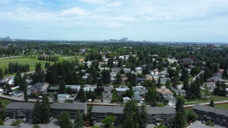 aerial shot of the glamorgan community in calgary sw with downtown in the background