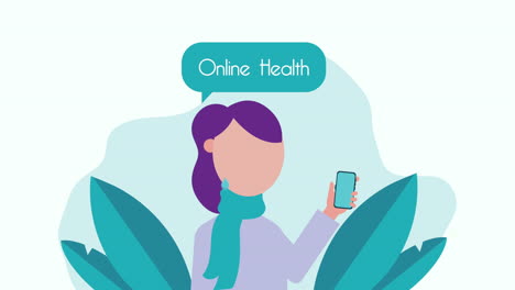 mujer enferma usando un teléfono inteligente con una aplicación de telemedicina