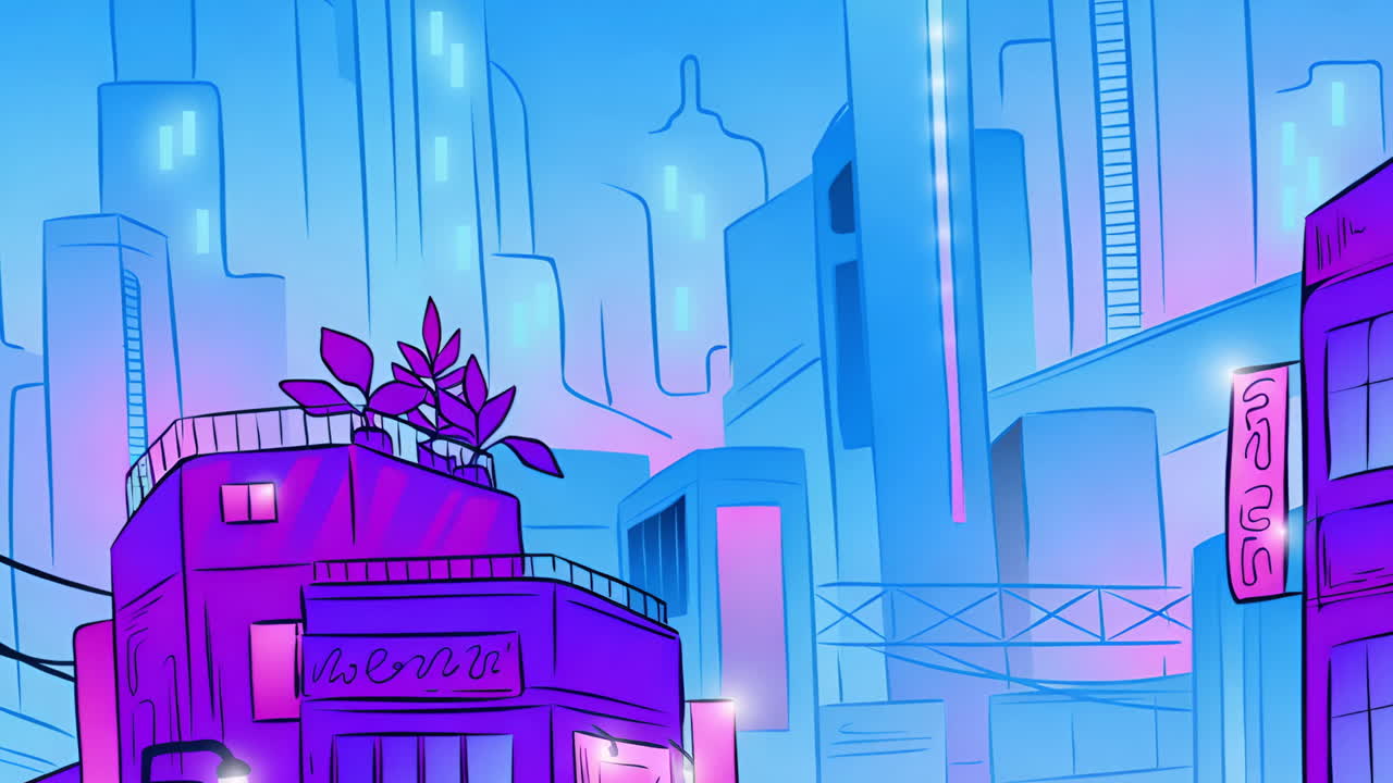 Vibrant Futuristic Cyberpunk Cityscape