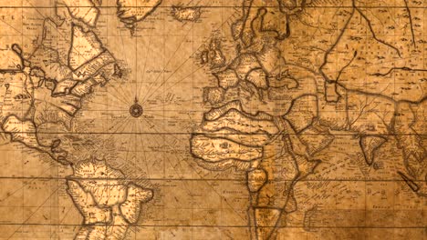 Haga-Zoom-En-Un-Mapa-Global-Antiguo,-Que-Revela-Detalles-Históricos.