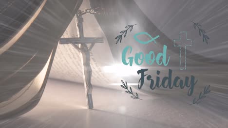 animación del viernes santo sobre la cruz cristiana y la biblia