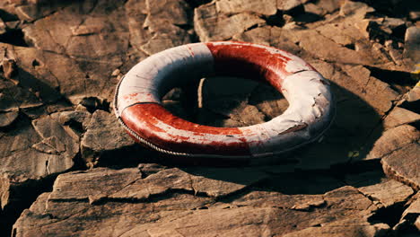 very old abandoned grungy lifebuoy