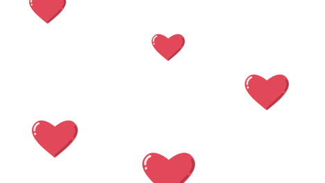 los corazones rojos son el patrón de amor de la animación.