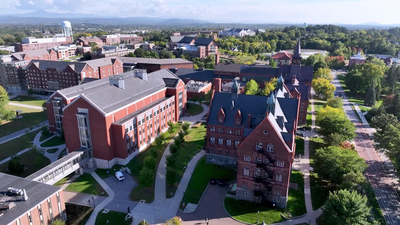 aerial fast push over the university of vermont campus