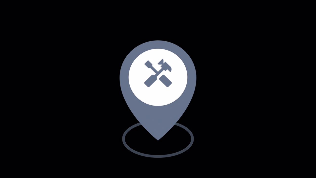 Animated Map Location Pins with Repair Tools Icons