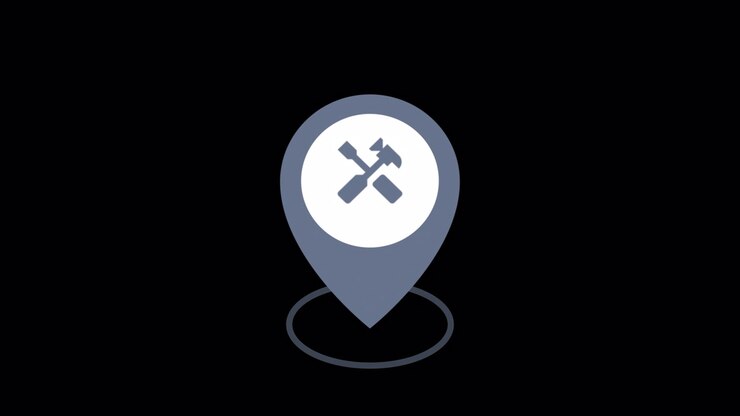 Animated Map Location Pins with Repair Tools Icons