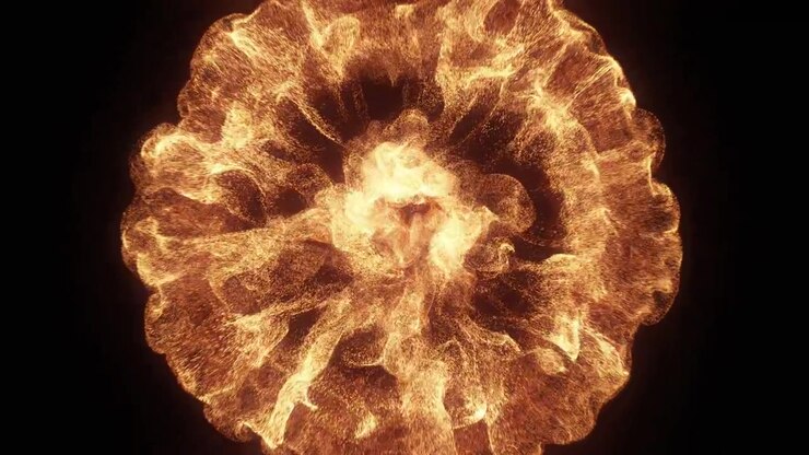 Abstract Cinematic Explosion of Golden Particles on Black Background