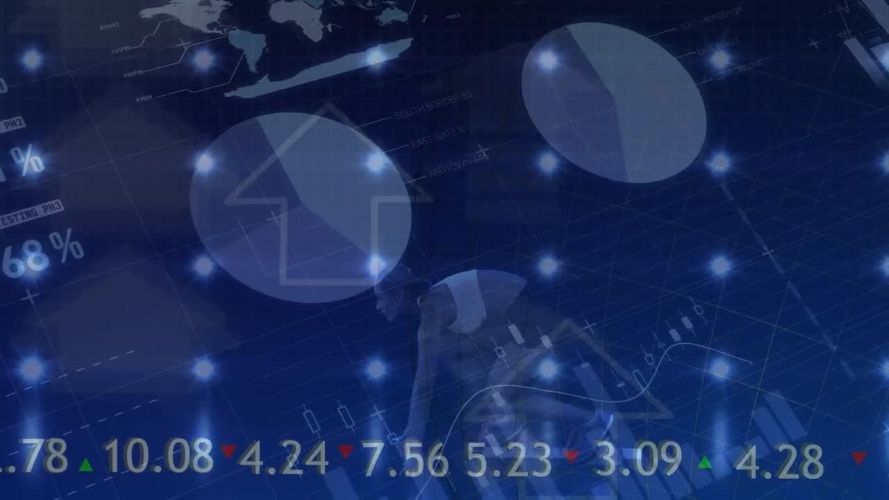 카우카스 여성 달리기 선수에 대한 데이터 처리 애니메이션