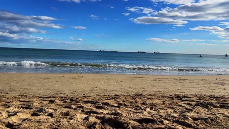 Seaside-beach-in-Alicante,-Spain-during-the-day-with-no-people-passing-by