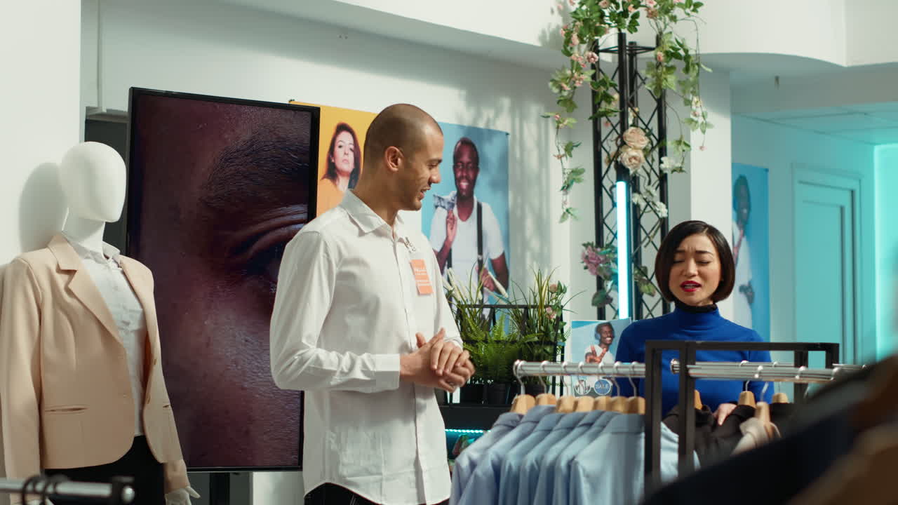 servicio al cliente y exhibición de moda