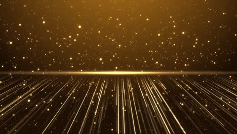 muur van heldere gouden glitter deeltjes stage luxe ruimte stralen bewegen op de vloer lus.