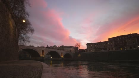 sunset over river tiber