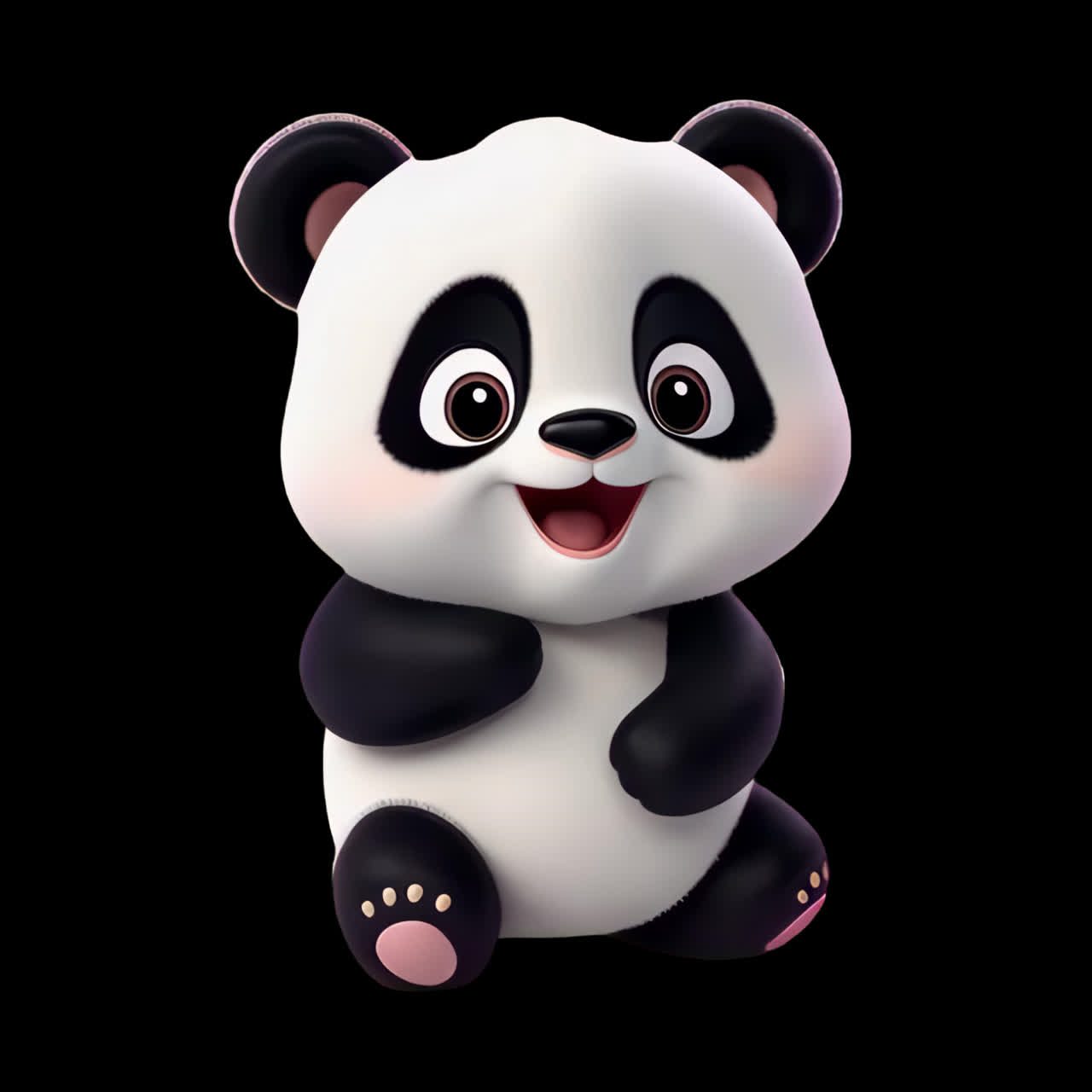Cute cartoon panda illustration animation isolated asset, transparent 4K video, alpha channel