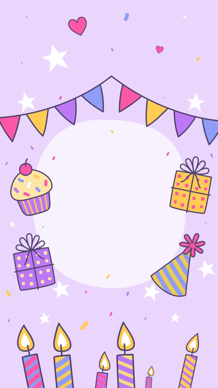 движущаяся графика вручную нарисованного детского дня рождения в instagram