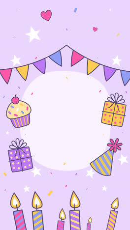 motion graphic of hand drawn childlike birthday instagram post