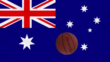 australia flag wavers and basketball rotates, loop